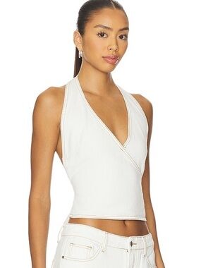 Lioness White Halter Wrap Crop Top